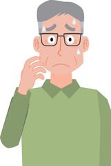 困った顔の高齢男性