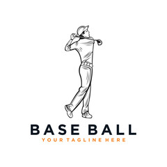 baseball player logo vector design template