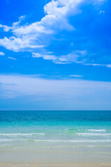 clear sea and blue sky at Nang Ram Beach and Nang Rong Beach, Sattahip, Chonburi, Thailand