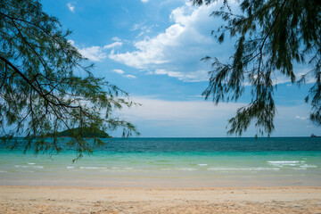 clear sea and blue sky at Nang Ram Beach and Nang Rong Beach, Sattahip, Chonburi, Thailand