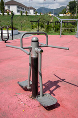 bike fitness machine in the park in Prundu Bargaului, Romania, Bistrita 2022