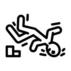 drop head kick accident line icon vector. drop head kick accident sign. isolated contour symbol black illustration