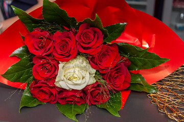 Bouquet of red roses  detail