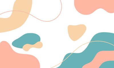 Abstract white background with organic shapes. Abstract design background with white color and pastel color. Organic shapes background art. Background with liquid element and blobs.