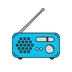 Cute blue radio in retro style