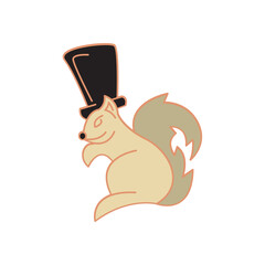 Squirrel with magic hat logo design simple modern, good vector template.
