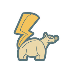 Squirrel with thunderstorm logo design template, simple modern design.
