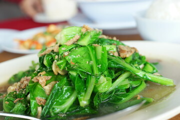 Fresh green stir fried pak choi