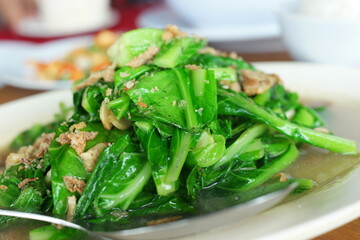 Fresh green stir fried pak choi