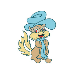 Squirrel with cowboy hat logo design simple modern, Fantastic vector template.
