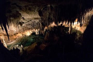 Underground Lake in Drach Cave in Mallorca Spain