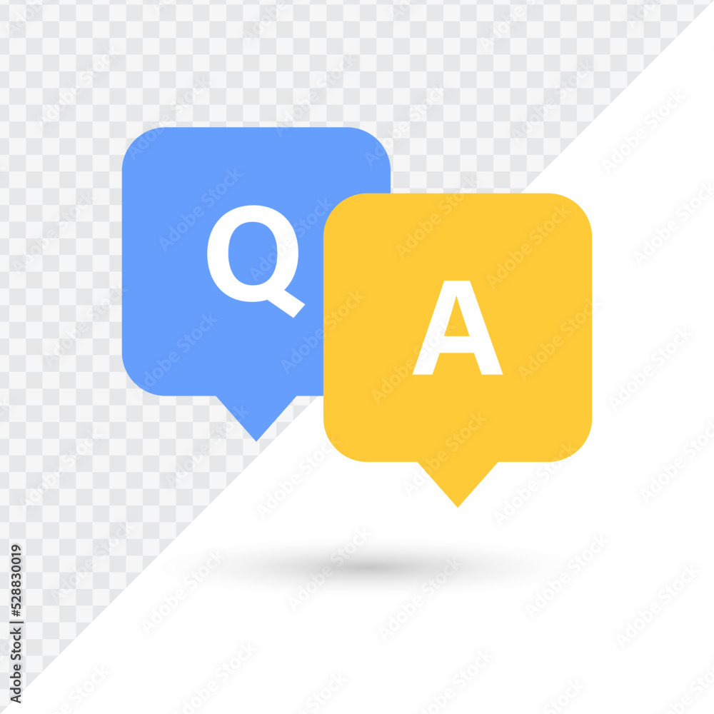Aufkleber question and answer speech bubble. ask question and information icon sign, faq icon in speech bubble sign, dialogue bubbles icon, help, support, ask, info, icon 