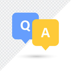 question and answer speech bubble. ask question and information icon sign, faq icon in speech bubble sign, dialogue bubbles icon, help, support, ask, info, icon 