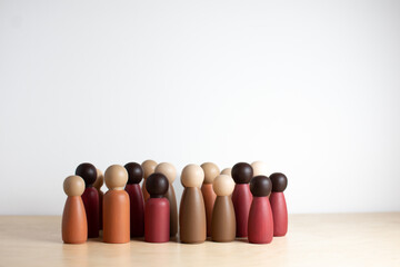 Multicultural peg dolls group - inclusion concept, multiracial, wooden toy, montessori and waldorf...