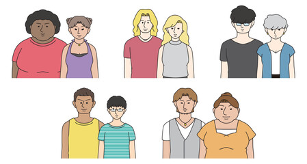 カップル、兄妹兼用人物セット