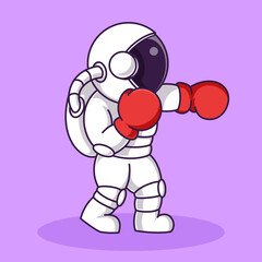 Cute Astronaut play boxing Cartoon Illustration Vector file. Isolated Premium Vector icon, every object is on separated layer. Flat Cartoon Style