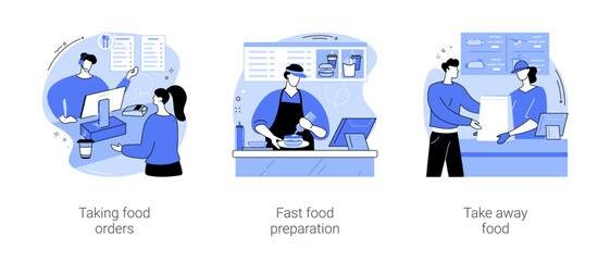Fast food restaurant isolated cartoon vector illustrations se