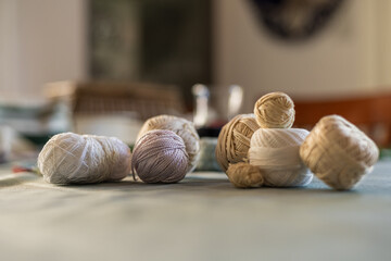 balls of yarn and wool for knitting