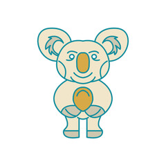 a Koala is standing and smiling logo design simple modern, unique vector template.
