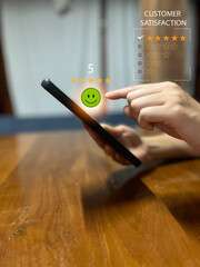 Customer review satisfaction feedback survey concept, Rating customers are very satisfied with the...