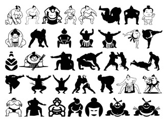 Vector of various icons and movements in sumo