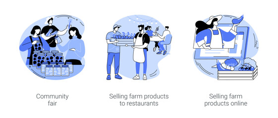 Farm products distribution isolated cartoon vector illustrations se