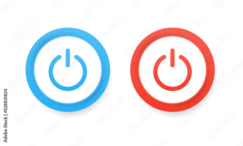 Poster Power icon button On Off icons Buttons, Energy switch sign, Power Switch Icons, Start power button, turn on and turn off button, shutdown energy icon in round circle buttons