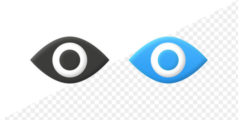 3d eye icon symbol. vision icon, watch see view icons - eyesight symbol - sight look sign - visual sign. 3d illustration icons