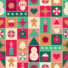 Symbol geometric elements seamless pattern design for christmas and new year celebration.