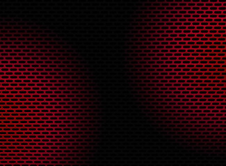 red metal grid background with black gradient pattern.