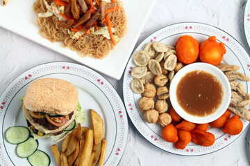 Freshly cooked assorted Filipino food