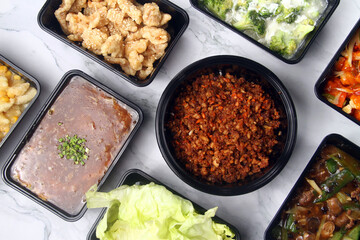 Freshly cooked assorted Filipino food