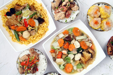 Freshly cooked assorted Chinese food