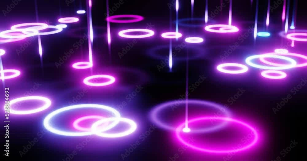 Poster fluorescent rain.meteor rain with falling glowing comets. abstract light digital background. neon li