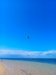 kite surfing on the beach