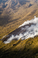 fire caused on top of a mountain in the Peruvian Andes.