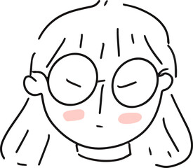 face Kawai Cute character line art outline girl and boy illustration