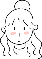 face Kawai Cute character line art outline girl and boy illustration