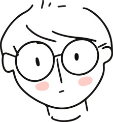 face Kawai Cute character line art outline girl and boy illustration