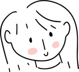 face Kawai Cute character line art outline girl and boy illustration