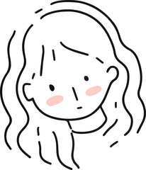 face Kawai Cute character line art outline girl and boy illustration