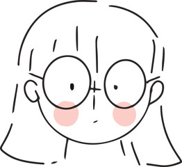 face Kawai Cute character line art outline girl and boy illustration