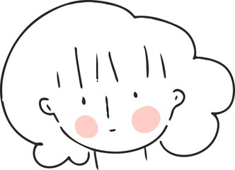 face Kawai Cute character line art outline girl and boy illustration