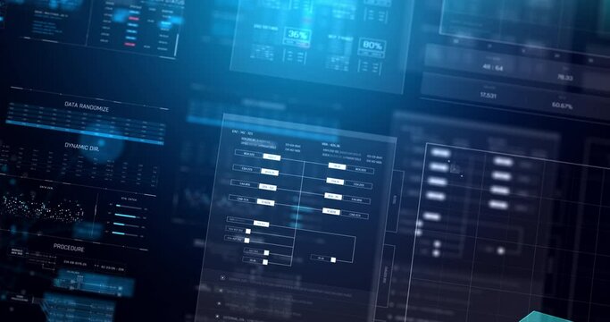 3D Rendering HUD head up display interface with graph bar statistic,cyber futuristic and technology concept, Video design element