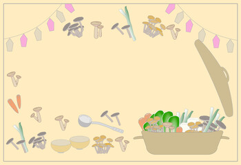 茸　秋の味覚　鍋　冬　温かい料理　お鍋　キノコ　冬の味覚　カード