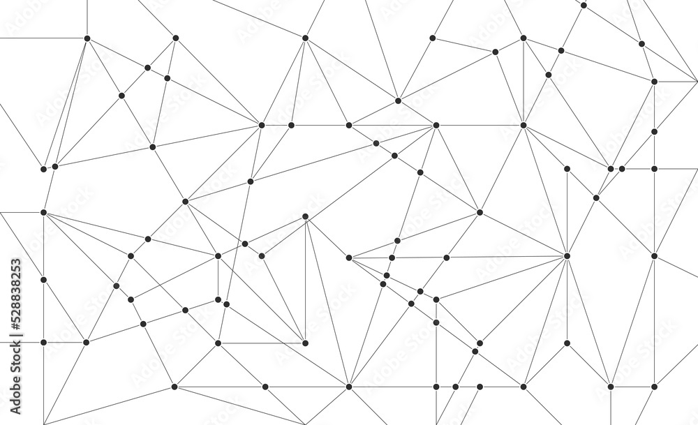 Aufkleber Abstract polygon structure connect lines and dots background template. Network technology linked global system graphic vector.	