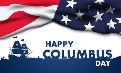 columbus Day Background Design. Banner, Poster, Greeting Card. Vector Illustration.