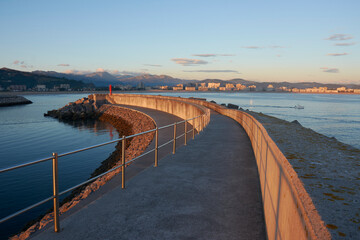 panoramic view of the north dock of the port of Laredo (Spain) at dawn - 528840026