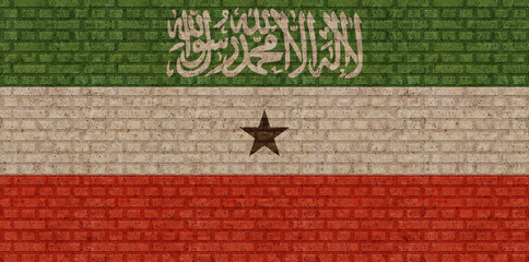 3D Flag of Somaliland on an old brick wall background.