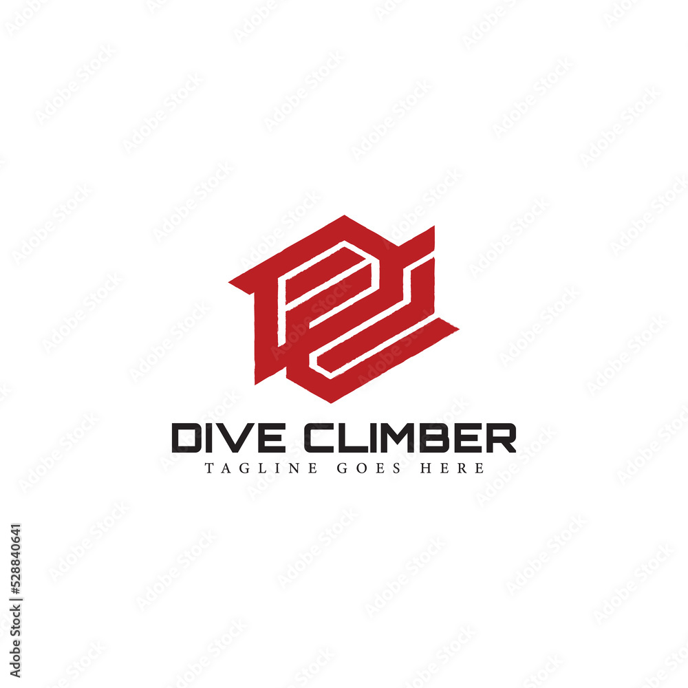 Poster abstract initial letter dc or cd logo in red color isolated in white background applied for concrete